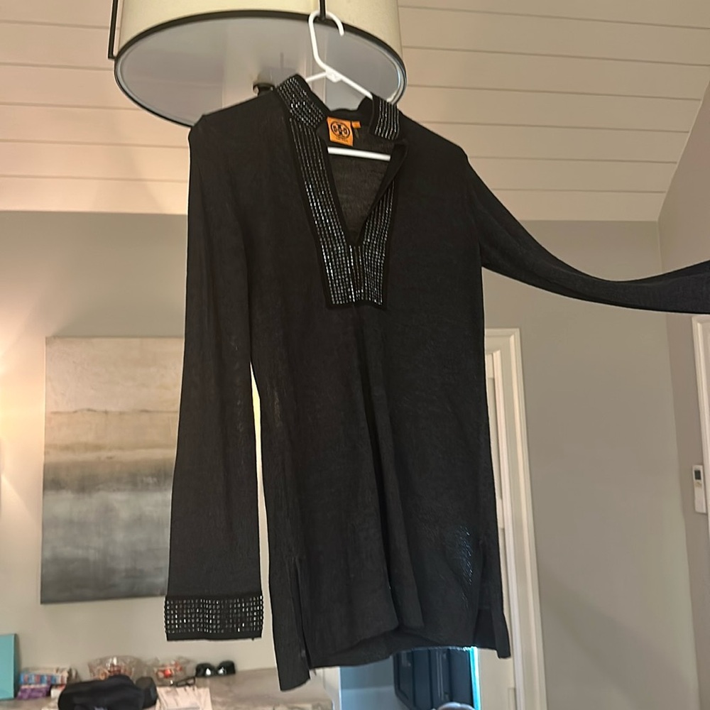 Tory Burch Christmas Tunic Charcoal color